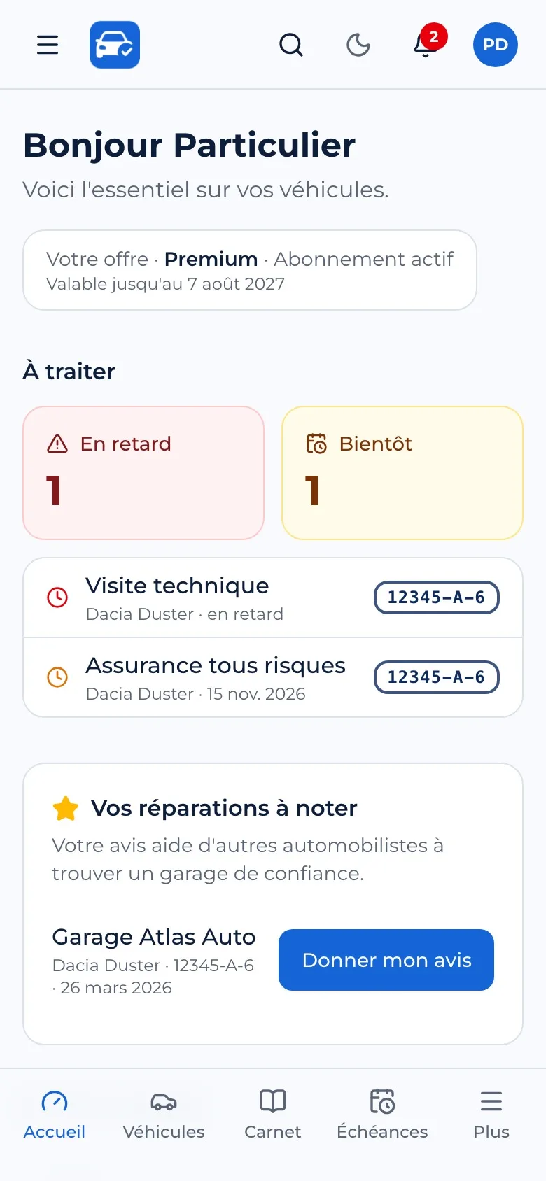 Tableau de bord : ce qui est à traiter