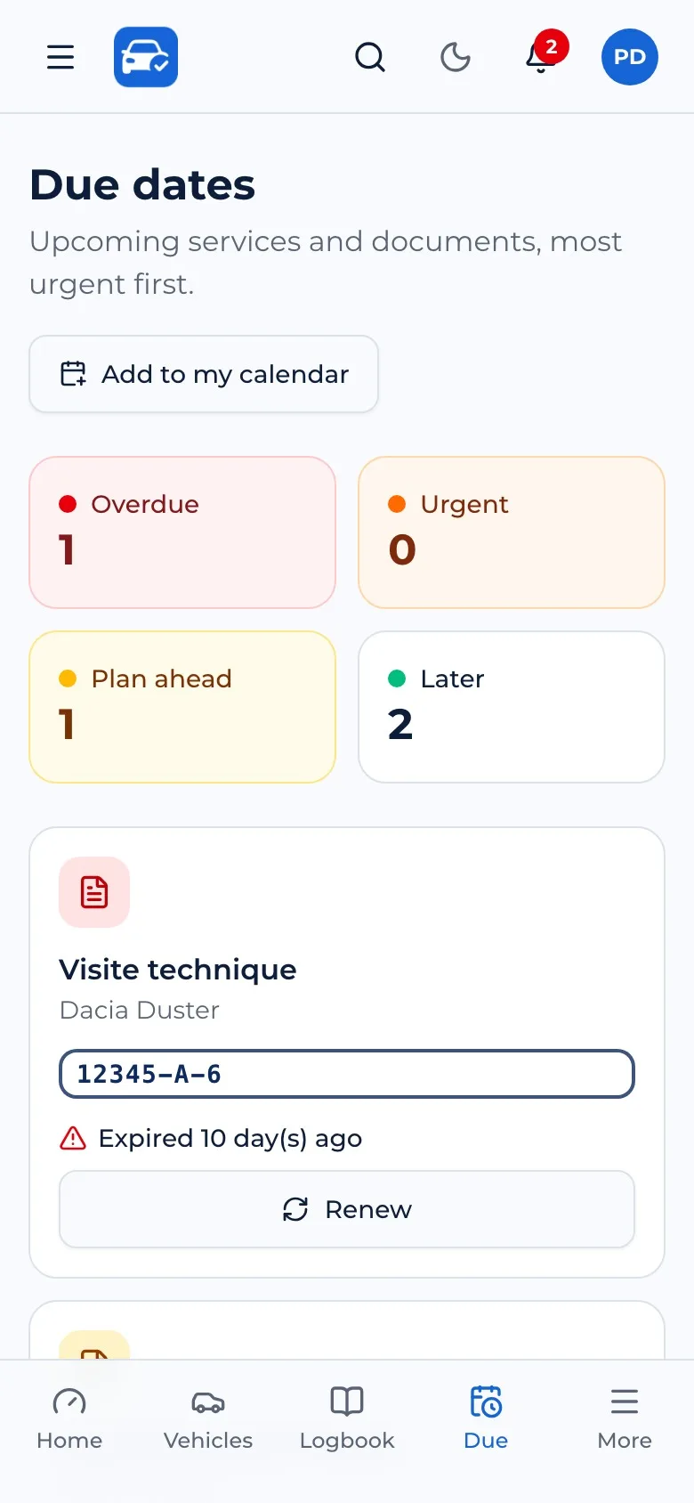 Upcoming and overdue deadlines